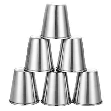 HIDORAN 6 PCS 2 Ounce Stainless Steel Shot Cups Shot Glass Drinking Vessel Unbreakable Metal Shooters for Whiskey Tequila Liquor Great Barware Gift