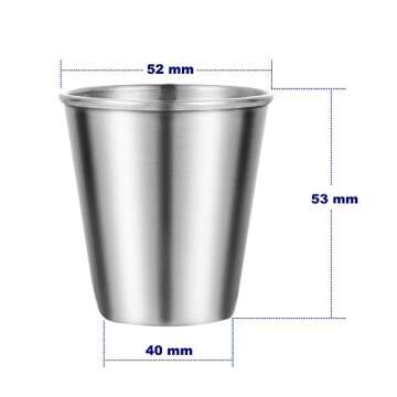 HIDORAN 6 PCS 2 Ounce Stainless Steel Shot Cups Shot Glass Drinking Vessel Unbreakable Metal Shooters for Whiskey Tequila Liquor Great Barware Gift