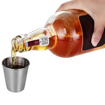 HIDORAN 6 PCS 2 Ounce Stainless Steel Shot Cups Shot Glass Drinking Vessel Unbreakable Metal Shooters for Whiskey Tequila Liquor Great Barware Gift