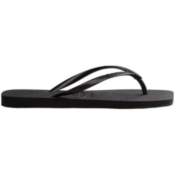 Havaianas Women Slim Square Sandal - Classic Square Toe Sandals - Black, 9/10 W
