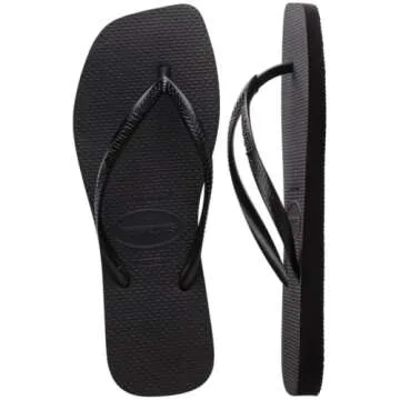 Havaianas Women Slim Square Sandal - Classic Square Toe Sandals - Black, 9/10 W