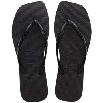 Havaianas Women Slim Square Sandal - Classic Square Toe Sandals - Black, 9/10 W
