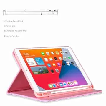 Poeme Creation Case for iPad 10th Generation 10.9" 2022, PU Leather Crown Bling Folio Stand Cover with Built-in Apple Pencil Holder and Multiple Viewing Angles (Rose Pink)