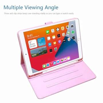 Poeme Creation Case for iPad 10th Generation 10.9" 2022, PU Leather Crown Bling Folio Stand Cover with Built-in Apple Pencil Holder and Multiple Viewing Angles (Rose Pink)