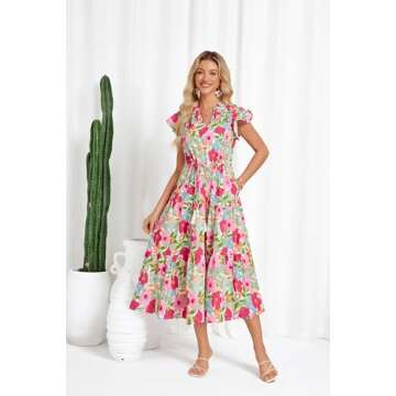 Women's Spring Floral Tiered Long Midi Dress for All Occasions