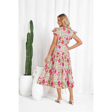 Stylish Floral Tiered Midi Dress for Women - Spring 2025
