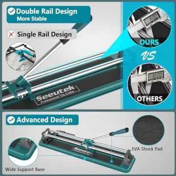 Seeutek Manual Tile Cutter - 17" Professional Tool for Precise Cuts