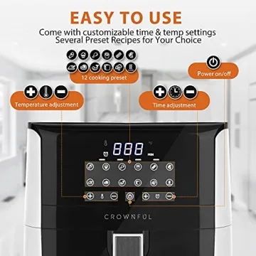 CROWNFUL 7 Quart Air Fryer 12 Functions Healthy Cooking