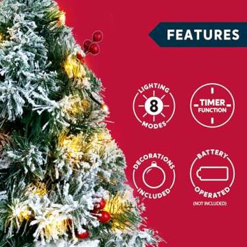 Joiedomi 24"/2FT Snow Flocked Prelit Tabletop Christmas Tree for Best Christmas Home Decorations (Battery Operated)