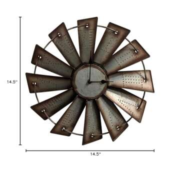 Gianna's Home Rustic Farmhouse Metal Windmill Wall Clock (14.5")
