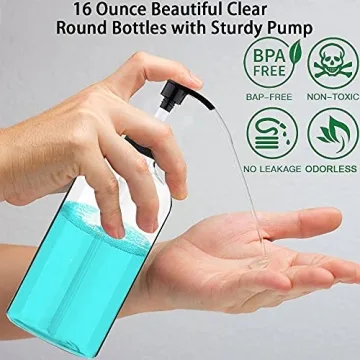 Durable 16oz Refillable Pump Bottles - 4 Pack for Home