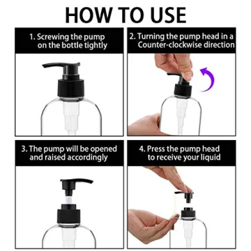 Durable 16oz Refillable Pump Bottles - 4 Pack for Home