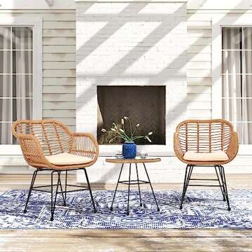PAOLFOX 3 Piece Patio Set - Stylish Wicker Furniture for All Outdoor Spaces