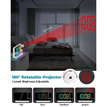 SZELAM Projection Alarm Clock with USB Charging & RGB Light