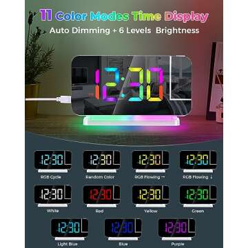 SZELAM Projection Alarm Clock with USB Charging & RGB Light