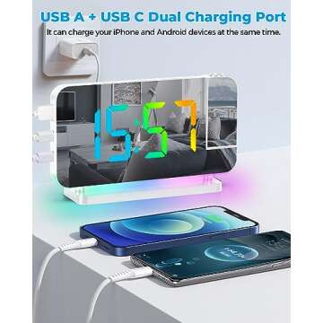 SZELAM Projection Alarm Clock with USB Charging & RGB Light