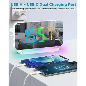 SZELAM Projection Alarm Clock with USB Charging & RGB Light