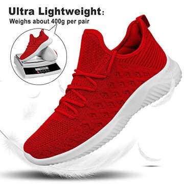 Feethit Mens Slip On Walking Shoes Lightweight Breathable Non Slip Running Shoes Comfortable Fashion Sneakers for Men Red Size 11
