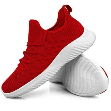 Feethit Mens Slip On Walking Shoes Lightweight Breathable Non Slip Running Shoes Comfortable Fashion Sneakers for Men Red Size 11