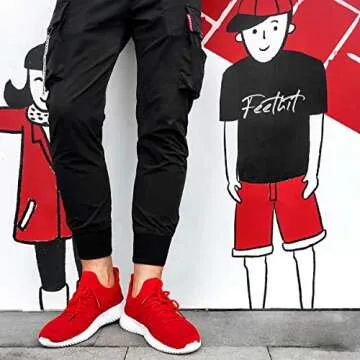 Feethit Mens Slip On Walking Shoes Lightweight Breathable Non Slip Running Shoes Comfortable Fashion Sneakers for Men Red Size 11