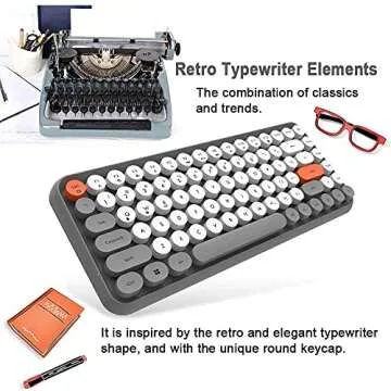 FELICON Mini Bluetooth Keyboard Portable 84 Keys Typewriter
