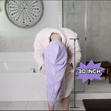 3 Pack Microfiber Hair Towel Wrap with Button - Super Absorbent Quick Dry Turban for Women, Men & Kids - Ideal for Curly, Long, Thick Hair - Fast Drying Towels, Anti Frizz, 11x30" (Hydrangea Purple)