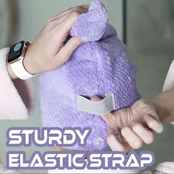 3 Pack Microfiber Hair Towel Wrap with Button - Super Absorbent Quick Dry Turban for Women, Men & Kids - Ideal for Curly, Long, Thick Hair - Fast Drying Towels, Anti Frizz, 11x30" (Hydrangea Purple)