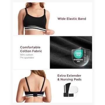 Momcozy Pumping Bra Hands Free, Upgraded Breast Pump Bra with Widened Band, Pumping Nursing Bra in One, Adjustable Straps Black