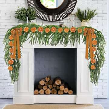 10ft Dried Orange Slice Christmas Garland Christmas Decorations Realistic Farmhouse Christmas Decor for Mantle Front Door Porch Fireplace Christmas Tree Home Indoor