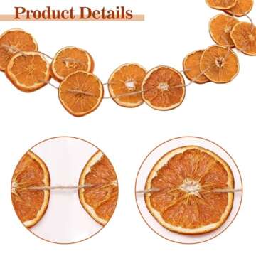 10ft Dried Orange Slice Christmas Garland Christmas Decorations Realistic Farmhouse Christmas Decor for Mantle Front Door Porch Fireplace Christmas Tree Home Indoor