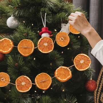 10ft Dried Orange Slice Christmas Garland Christmas Decorations Realistic Farmhouse Christmas Decor for Mantle Front Door Porch Fireplace Christmas Tree Home Indoor