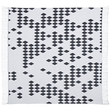 Amazon Brand – Rivet Geometric Diamond Jacquard Reversible Throw Blanket, 50" x 60", Black / White