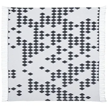 Amazon Brand – Rivet Geometric Diamond Jacquard Reversible Throw Blanket, 50" x 60", Black / White