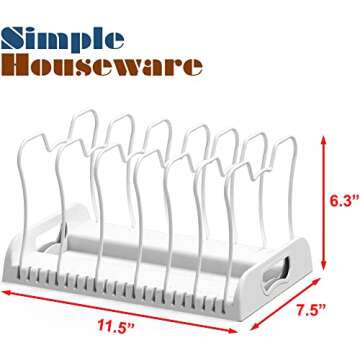 Simple Houseware 7 Compartments Adjustable Pan Organizer, White