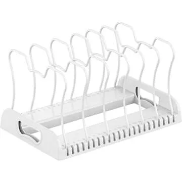 Simple Houseware 7 Compartments Adjustable Pan Organizer, White