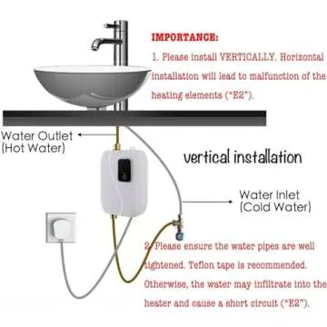 Generic Tankless Water Heater Electric, Instant Hot Water Heater Under Sink, 3000W 110V On Demand Mi...
