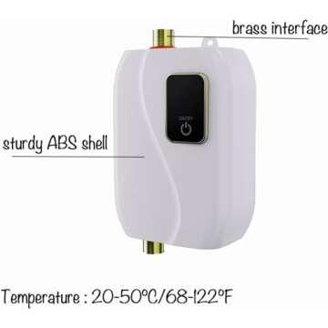 Generic Tankless Water Heater Electric, Instant Hot Water Heater Under Sink, 3000W 110V On Demand Mini Water Heater for RV Kitchen Bathroom, White