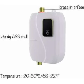 Generic Tankless Water Heater Electric, Instant Hot Water Heater Under Sink, 3000W 110V On Demand Mini Water Heater for RV Kitchen Bathroom, White