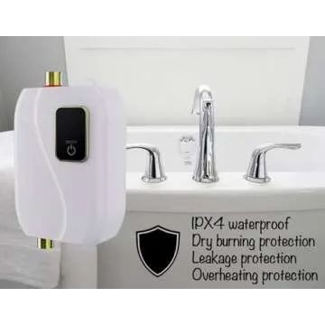 Generic Tankless Water Heater Electric, Instant Hot Water Heater Under Sink, 3000W 110V On Demand Mini Water Heater for RV Kitchen Bathroom, White