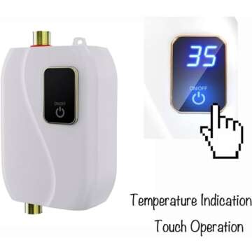 Generic Tankless Water Heater Electric, Instant Hot Water Heater Under Sink, 3000W 110V On Demand Mini Water Heater for RV Kitchen Bathroom, White