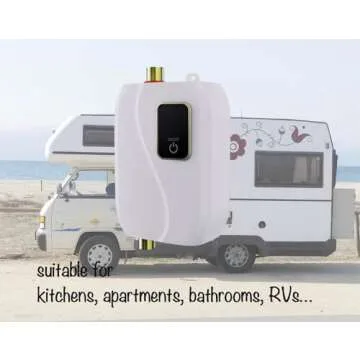 Generic Tankless Water Heater Electric, Instant Hot Water Heater Under Sink, 3000W 110V On Demand Mini Water Heater for RV Kitchen Bathroom, White