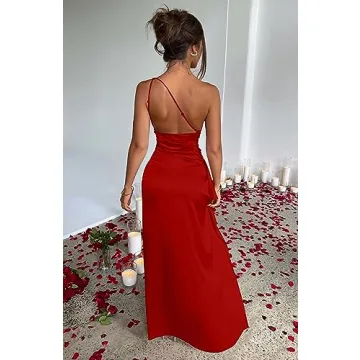 Elegant One Shoulder High Split Maxi Dress for Women