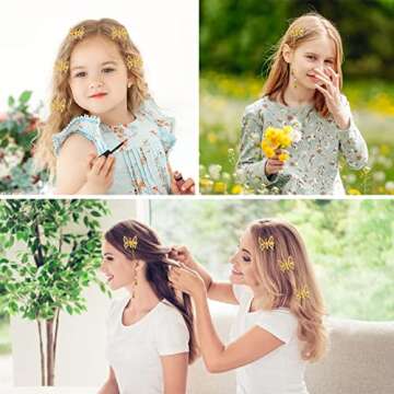 3D Moving Butterfly Hair Clips, Metal Tassel Butterfly Hair Clips Hairpins Cute Gold Hollow Butterfly Hair Accessories for Women Girls(12 pcs)