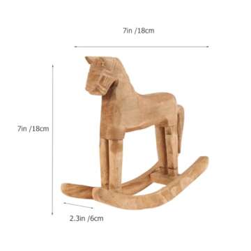 VOSAREA 18x6x18cm Wooden Rocking Horse Table Decoration Craft Home Art Furnishing