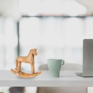 VOSAREA 18x6x18cm Wooden Rocking Horse Table Decoration Craft Home Art Furnishing