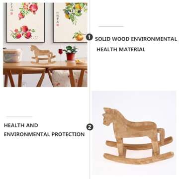 VOSAREA 18x6x18cm Wooden Rocking Horse Table Decoration Craft Home Art Furnishing