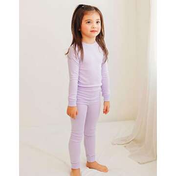 VAENAIT BABY Kids Long Sleeve Modal Sleepwear Pajamas 2pcs Set Modal Lavender M