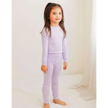 VAENAIT BABY Kids Long Sleeve Modal Sleepwear Pajamas 2pcs Set Modal Lavender M