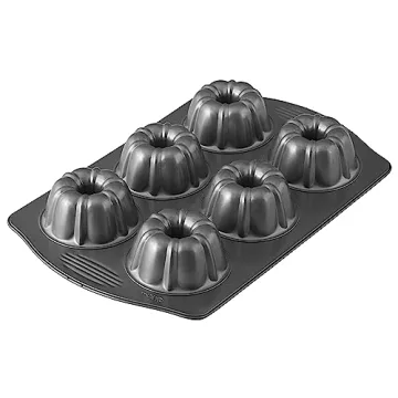 Wilton 6-Cavity Mini Fluted Tube Baking Pan for Muffins