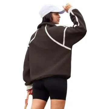 Panadila Womens Half Zip Sherpa Fleece Pullover Soft Oversized Sweatshirt with Pockets Warm Fuzzy Sweater (Brown,S)